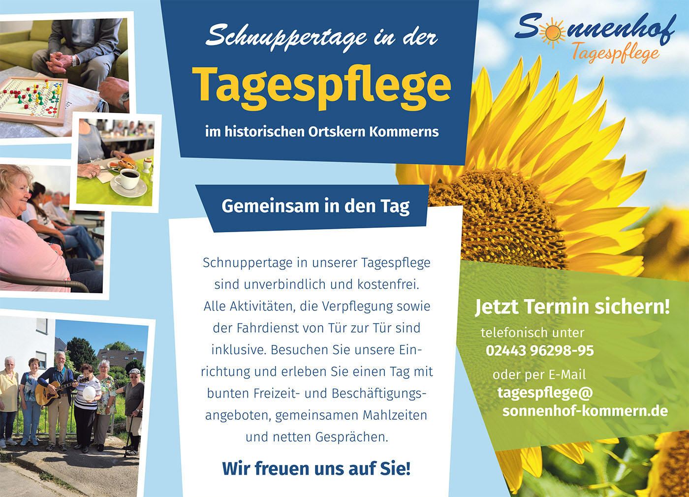 Schnuppertage in der Sonnenhof Tagespflege
